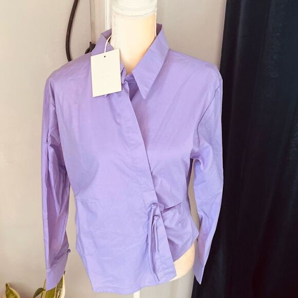 70/21 High-Low Long Sleeve Top, Designer Luxury, Large. Purple, NWT - Picture 7 of 15